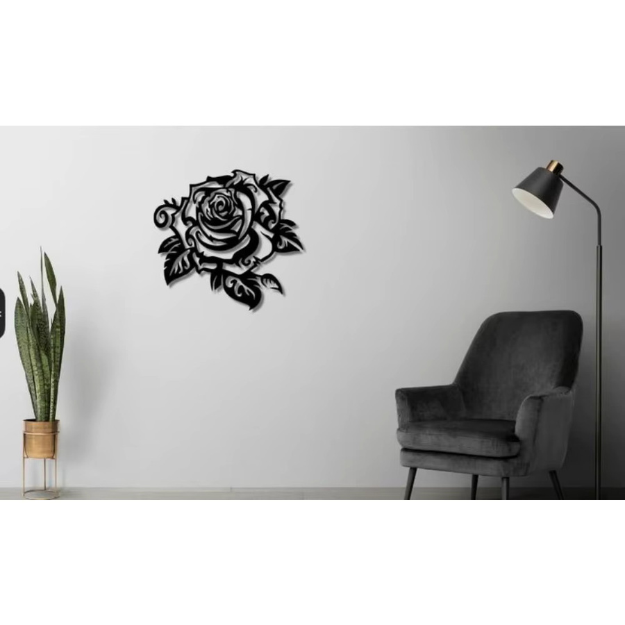 CIFBUY Florale Metall-Wanddekoration in Schwarz für ein modernes Wohnzimmer - Bild 3
