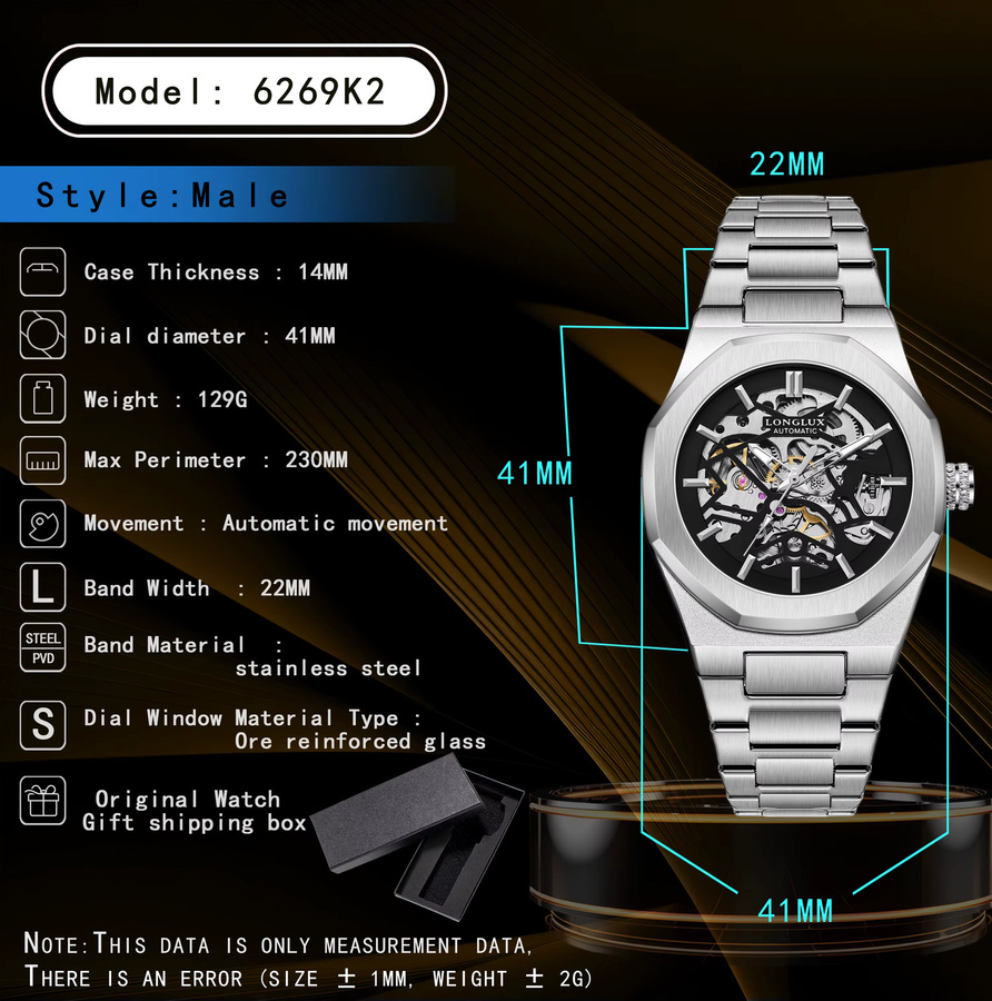 LONGLUX Automatik Armbanduhr, Edelstahl, Weiß, Herren - Bild 6