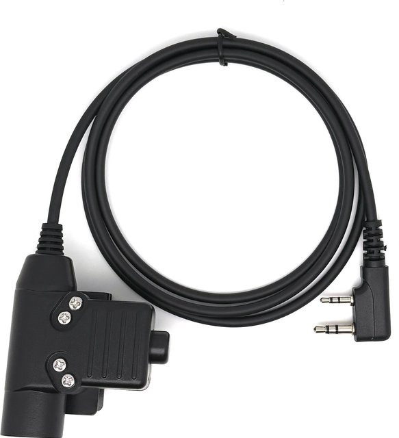 Baofeng U94 PTT Taktisches Headset mit Knopf für 2-Pin Funkgeräte in Schwarz - Bild 1
