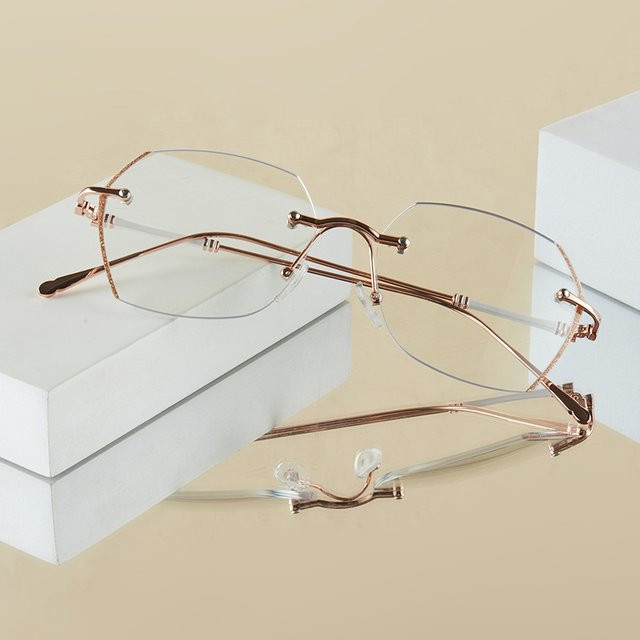 RELEN Korrektionsbrille Damen, rahmenlos, Metall - Bild 1