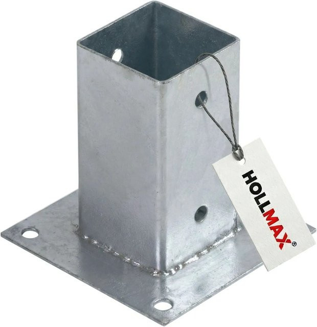 HOLLMAX Aufschraubhülse Pfostenträger für Vierkantpfosten, Verzinkt, Silber, 71 mm - Bild 1