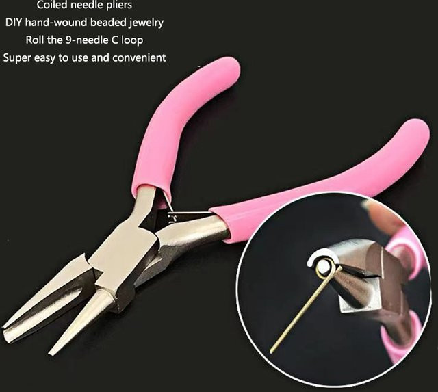 Luckyiasv Mini-Rollnadelzange aus Metall in Pink, 5 Zoll Wickelzange für Schmuck und DIY-Projekte - Bild 1