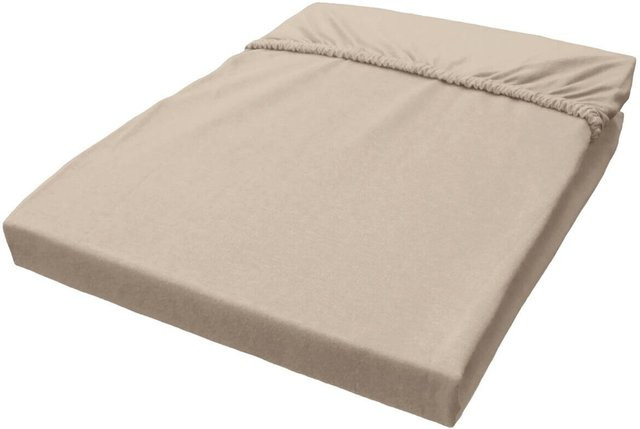 Biberna Trendline Boxspring Spannbetttuch aus Jersey in Beige, Material: Baumwolle und Elasthan, B/T/H: 180 x 40 x 200 cm - Bild 1