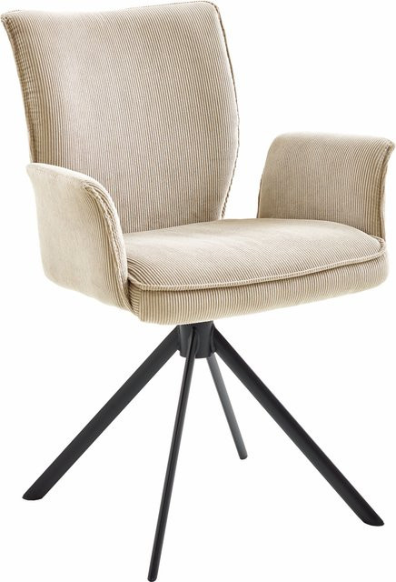 Polsterstuhl BRISTOL von NIEHOFF mit Armlehnen in Creme/Beige aus Cord-Stoff, B/T/H: 59 x 61 x 88 cm - Bild 1
