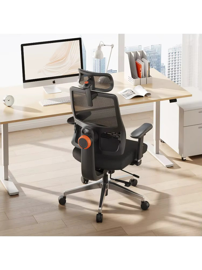 NEWTRAL Ergonomischer Bürostuhl in Schwarz mit Fußstütze, Kopfstütze und verstellbarer Lendenwirbelstütze für Home-Office und Erwachsene - Bild 5