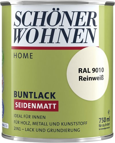 Schöner Wohnen Buntlack für Holz, Wasserbasiert, Weiß, Seidenmatt, 0,75 l - Bild 1