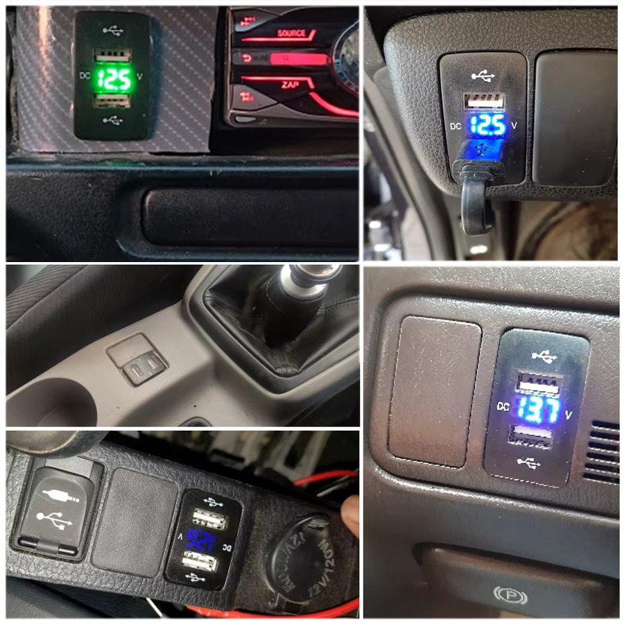Dual USB QC Auto Ladegerät mit Voltmeter für 12-24V, Schwarz - Bild 4