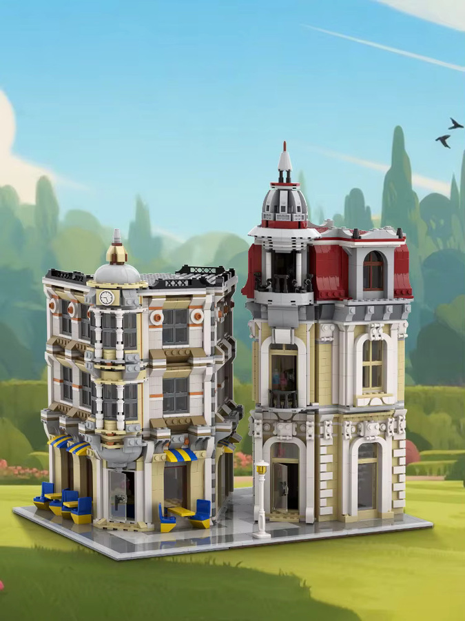 Gobricks MOC Corner Alley Modulares Gebäudeset aus Bausteinen in Mehrfarbig - Bild 4