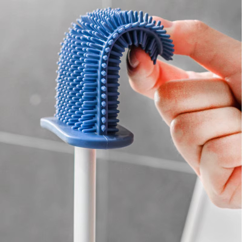 Untior Wandmontierte WC-Bürste mit Halter aus Silikon und Kunststoff in Blau und Weiß - Bild 3