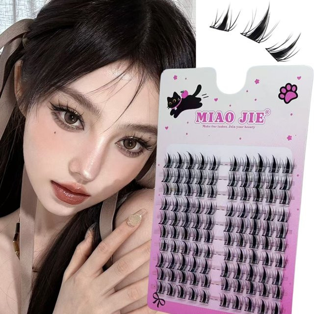 MIAOJIE Cartoon-Engel Künstliche Wimpern, 100 Cluster, schwarz, 10-13mm - Bild 1