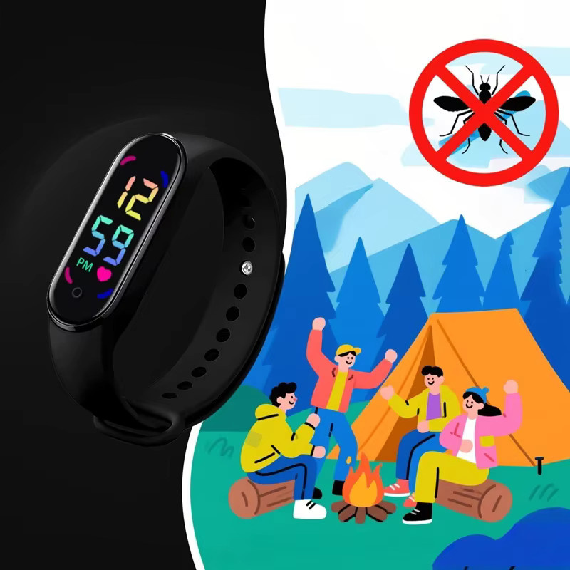 Lenovo Ultraschall-Mückenabwehr-Armband Smartwatch mit LED-Display und Touchscreen für Kinder in Grün und Schwarz - Bild 2