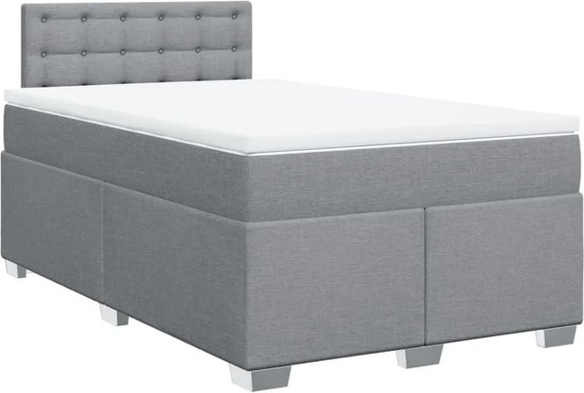 vidaXL Boxspringbett mit Matratze Hybrid-Design in Hellgrau und Weiß, B/T: 120 x 200 cm - Bild 1