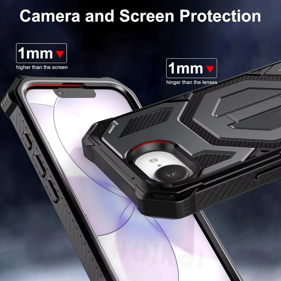 Huikai Magnetische Handyhülle für iPhone 17e und iPhone 16e mit unsichtbarem Ständer in Schwarz, 3-in-1 Vollschutz nach militärischem Standard - Bild 4