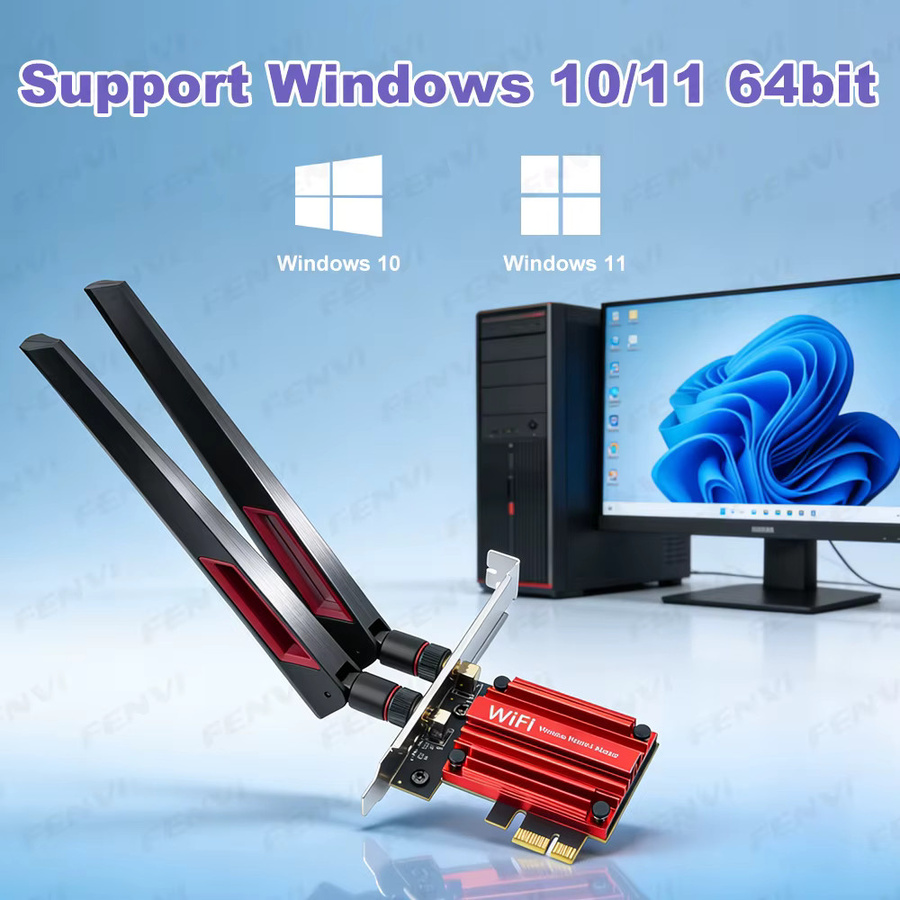 Fenvi WiFi 7 PCIe Wireless Adapter mit Bluetooth 5.4, Tri-Band 6G/5G/2,4 GHz und 10dBi Antennen, MT7925 Netzwerkkarte für PC, kompatibel mit Windows 10/11, Schwarz - Bild 6