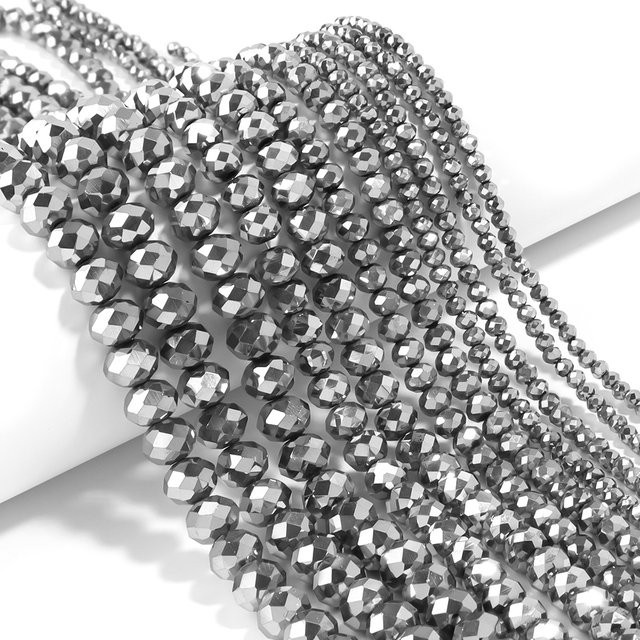 Louleur Perlen, facettierte Kristall Abacus, Silber überzogen, Glas - Bild 1