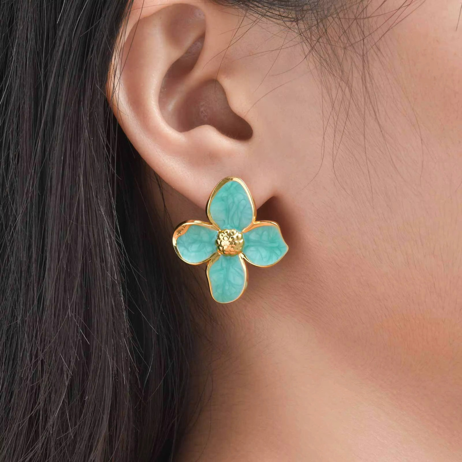 Myfresty Ohrstecker, blaue Blume, Edelstahl, Damen - Bild 2
