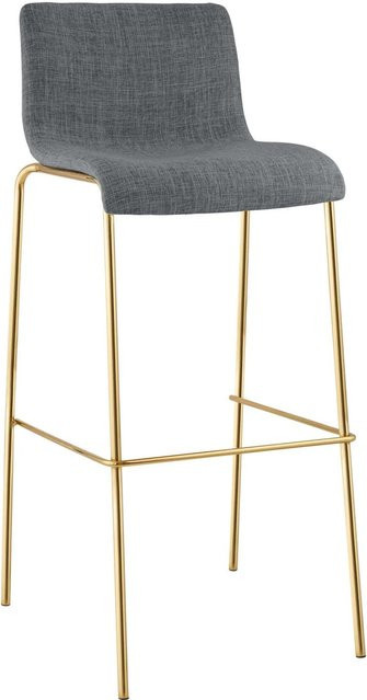 DELUKE Barhocker TENAR Tresenhocker mit Lehne in Hellgrau und Gold, B/T/H: 43 x 48 x 100 cm - Bild 1
