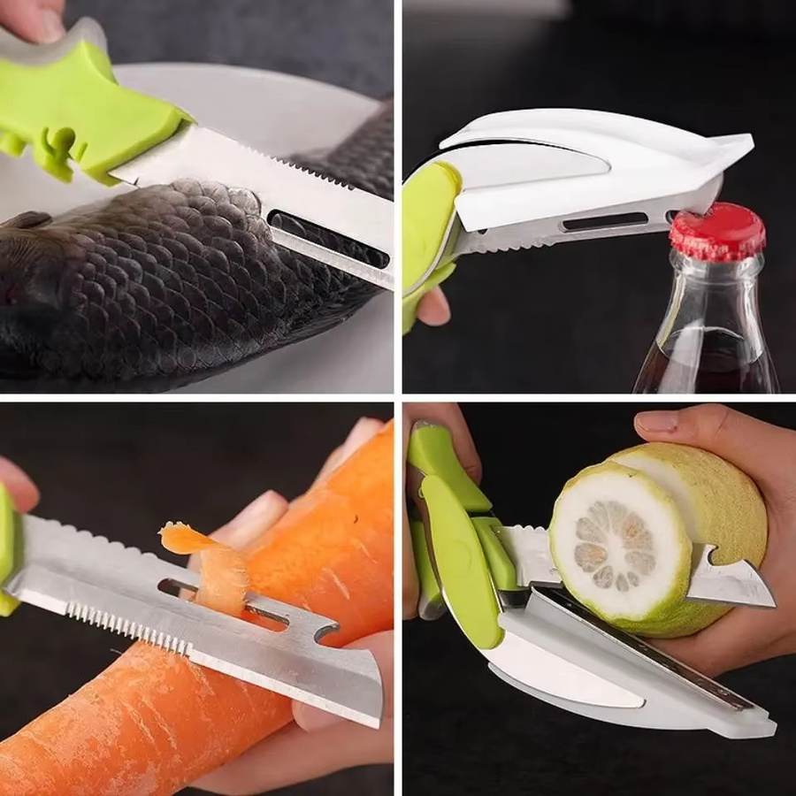 Dobeli 6 in 1 Multiküchenschere aus Edelstahl zum Schneiden von Fleisch und Gemüse mit abnehmbaren Klingen - Bild 2