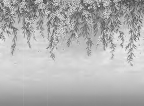 Jannelli & Volpi Mural Vence Tapete in Grau mit floralem Botanical-Design aus Vinyl - Bild 1