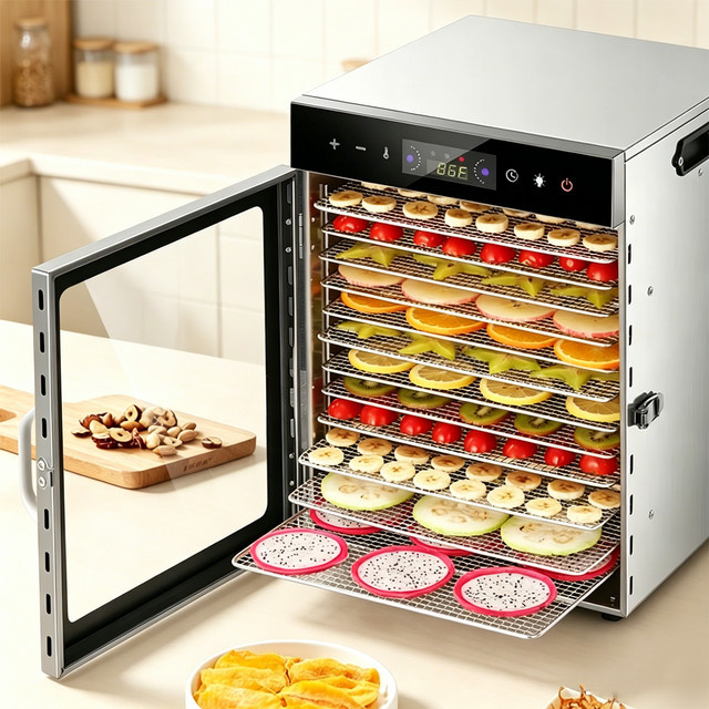 GECOFEER Dörrgerät für Lebensmittel und Trockenfleisch mit 800W, 24-Stunden-Timer und 30-90 ℃, Weiß - Bild 1