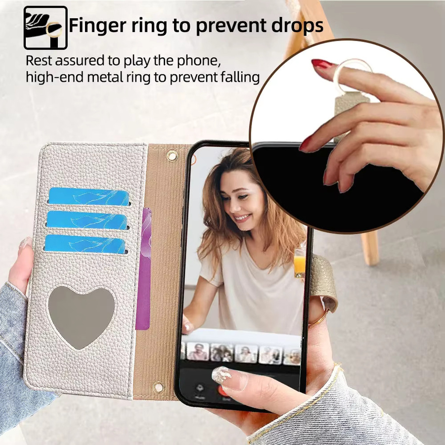 Honor Zipper Wallet Magnetische Umhängetasche mit Metall-Strap für Honor Magic 7 Pro und Honor Magic 7 in Beige und Weiß - Bild 5
