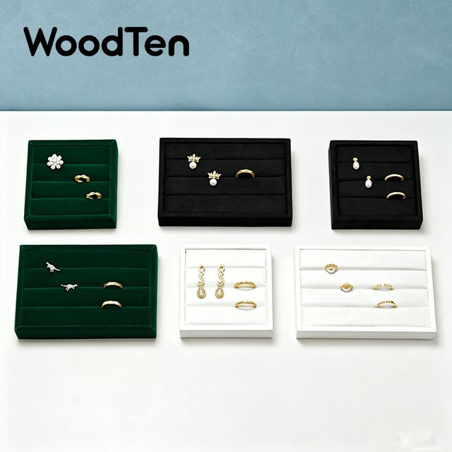 WoodTen Ringtablett als kleiner Ring-Organizer und Ohrring-Display in Grün - Bild 1