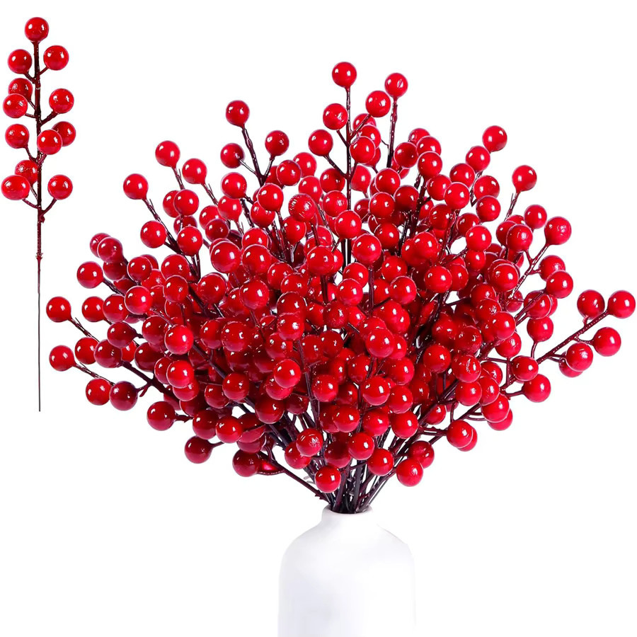ZQCY Künstliche Holly Rote Frucht Dekoration für Weihnachten und Hochzeiten in Rot - Bild 2