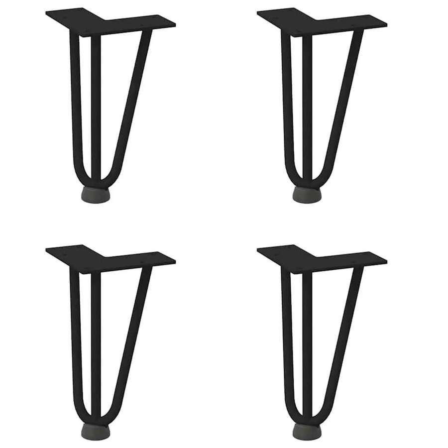 vidaXL Haarnadelbeine für Couchtisch aus Massivstahl, 4 Stück, Schwarz Matt, Höhe: 20 cm - Bild 2