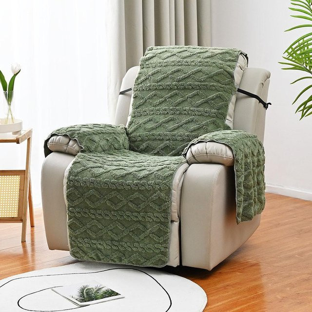 Waschbarer 1-Sitzer-Liegestuhlbezug aus Jacquard-Flanell in Grün für Sessel und Massagestühle - Bild 1