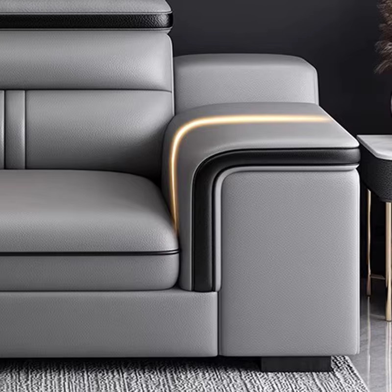 UOSU Modernes L-Shape Sofa aus Kunstleder in Grau für dein Wohnzimmer - Bild 3
