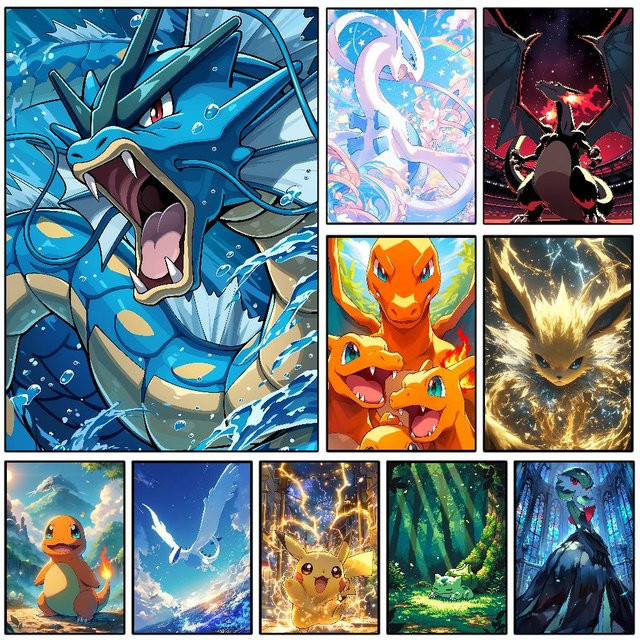 Pokemon Mega Evolution Anime-Poster als HD-Leinwand-Wandkunst von Bandai in Mehrfarbig - Bild 1