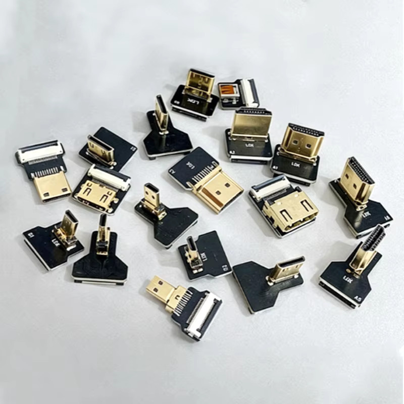 JCD Micro HDMI auf Mini HDMI Adapter 90-Grad-Steckverbinder Flachkabel Schwarz - Bild 2