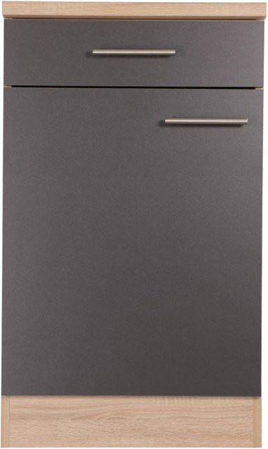 Respekta Küchen-Unterschrank Merle in Eiche Sägerau Grau, B/T/H: 50 x 60 x 84,8 cm - Bild 1