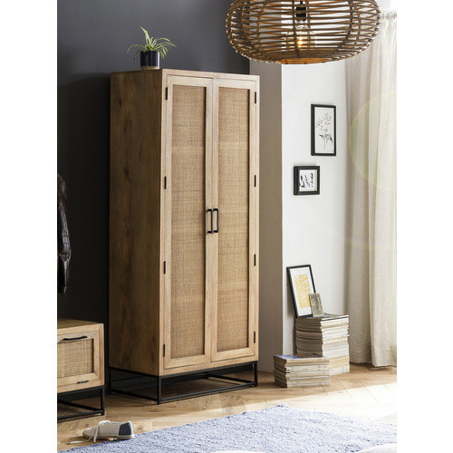 SIT Garderobenschrank CANE aus Mangoholz, Rattan und Metall, 2-türig, braun/schwarz, Höhe: 180 cm, Breite: 80 cm, Tiefe: 40 cm - Bild 3