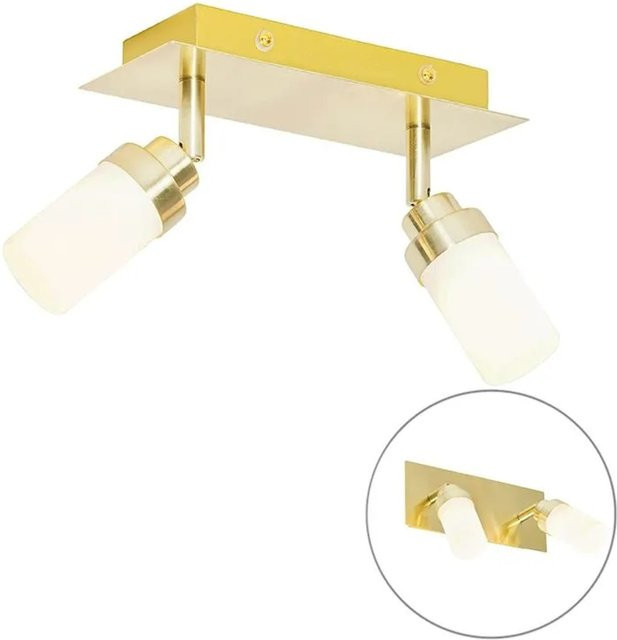 QAZQA Japie Moderner BadSpot aus Messing in Gold/Messing und Weiß, 2-flammig, IP44, dimmbar - Bild 1