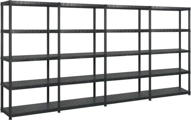 vidaXL Lagerregal aus Kunststoff mit 5 Böden in Schwarz, B/T/H: 340 x 40 x 185 cm - Bild 1
