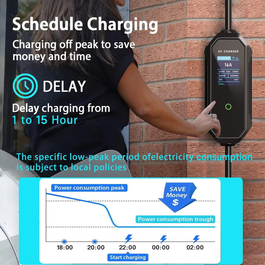 AFEEV Tragbares Typ 2 EV-Ladegerät 11 kW 16 A 3 Phasen mit WIFI APP und Bluetooth-Steuerung in Schwarz - Bild 6