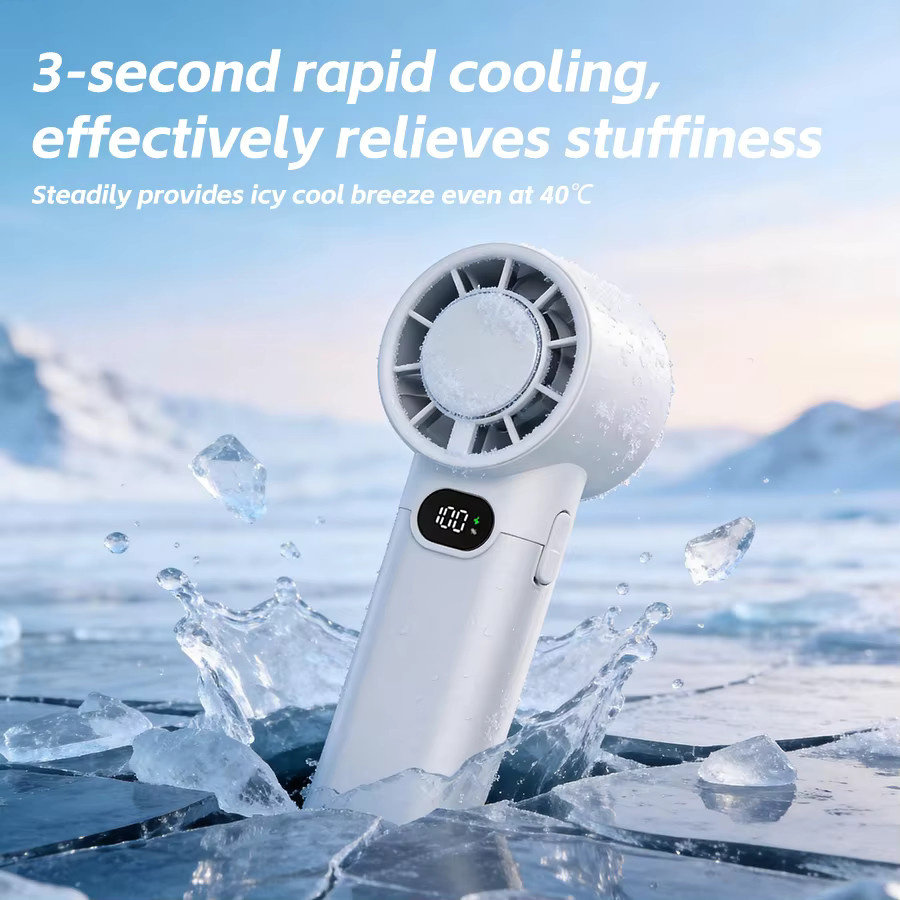 Kinscoter Mini Handventilator Weiß mit 3000mAh Akku und LED-Anzeige, Tragbarer USB-Ventilator für Outdoor und Reisen, B/H/T: 15,6 x 5,5 x 5,5 cm - Bild 2