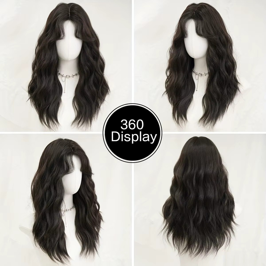 7JHH WIGS Routine-Perücke, schulterlang, Wasserwelle, schwarzbraun, Damen - Bild 2