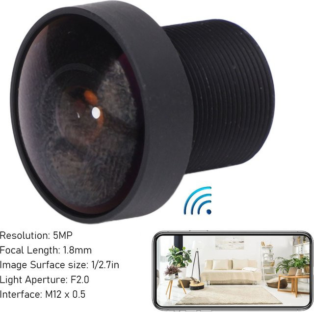 docooler Fischaugen-Weitwinkelobjektiv mit 5 MP und 1,8 mm Brennweite in Schwarz - Bild 1