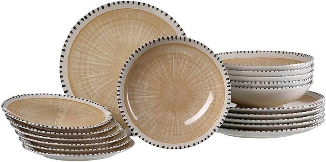 Ritzenhoff & Breker Teller-Set Natura 18-teilig aus Keramik in Beige - Bild 1
