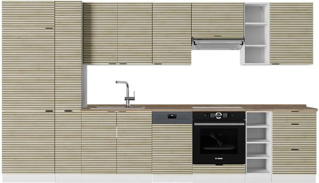 Vicco Fame-Line Küchenzeile Eiche und Weiß, Breite: 355 cm - Bild 1