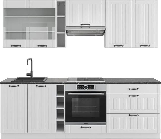 Vicco Küchenzeile Fame-Line Landhausstil Weiß Breite: 235 cm - Bild 2