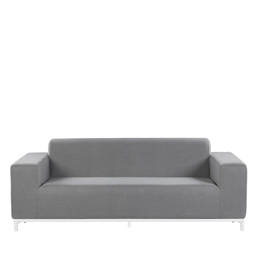 Beliani Gartensofa Grau Weiss mit Polsterung aus Aluminium und UV-beständigem Polyester, H x B x T: 66 x 182 x 84 cm - Bild 2