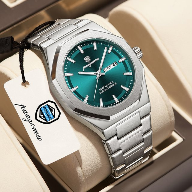 PAAZOMU Armbanduhr Edelstahl, Quarz, Schwarz, Herren - Bild 1