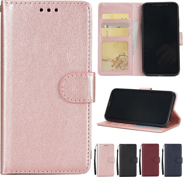 Magnetische Leder-Handyhülle für Apple iPhone X XS XR XS Max mit Brieftasche, Kartensteckplatz und Ständer in Schwarz oder Pink - Bild 1