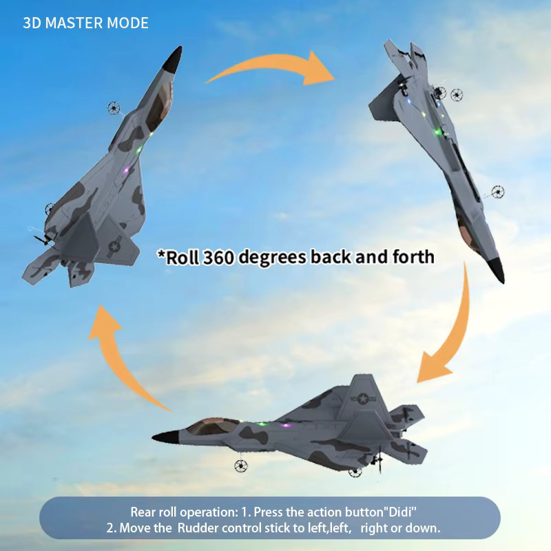 WLtoys F22 Raptor F22 Kampfflugzeug, RC Flugzeug, mit LED Licht und Gyroskop - Bild 4