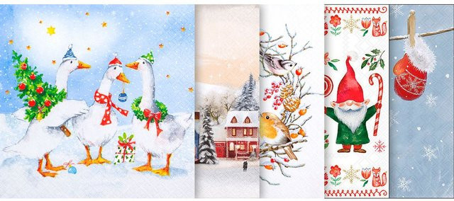 VBS Servietten-Set Winter & Weihnachten aus Papier, Multicolor - Bild 1