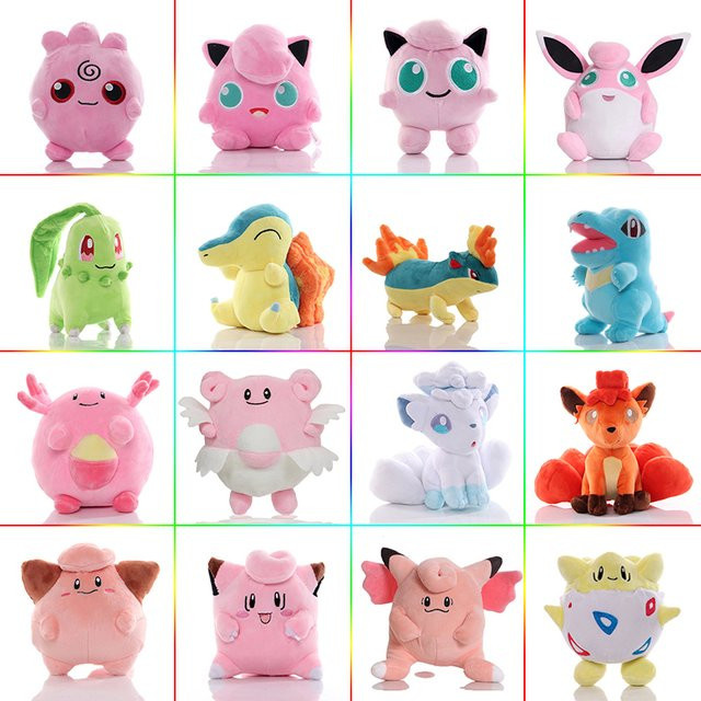 Aoger Pokémon Plüschtier, Pikachu, Chikorita, Clefairy, Jigglypuff, 20 cm - Bild 1