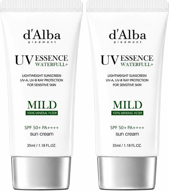 d'Alba Vegan Waterfull Mild Sonnenschutz Creme, 2 x 35 ml, Unisex - Bild 1